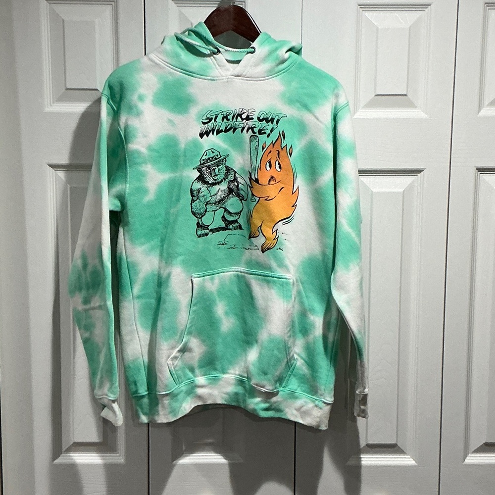 Green Tie-Dye Hoodie with Graphic Print